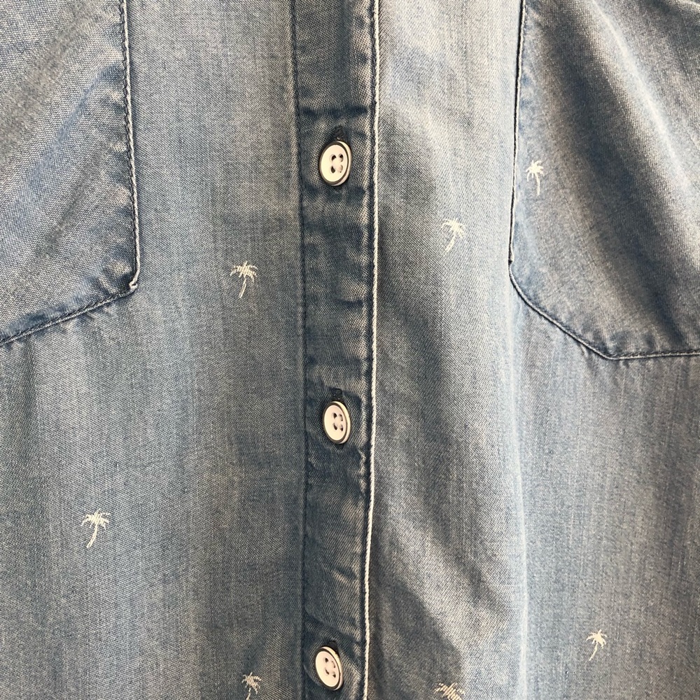 Jachs Girlfriend Palm Print Button Front Blue Cha… - image 3